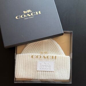 Coach Cream Knit Beanie
